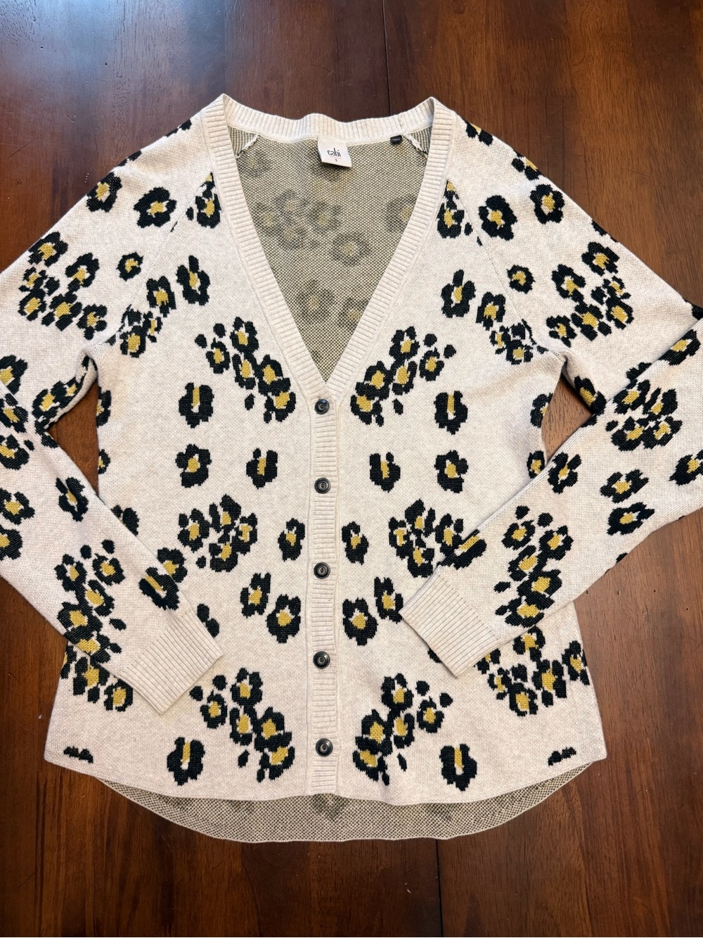 Cabi Kiki Leopard Print V-Neck Button-Front Cardigan